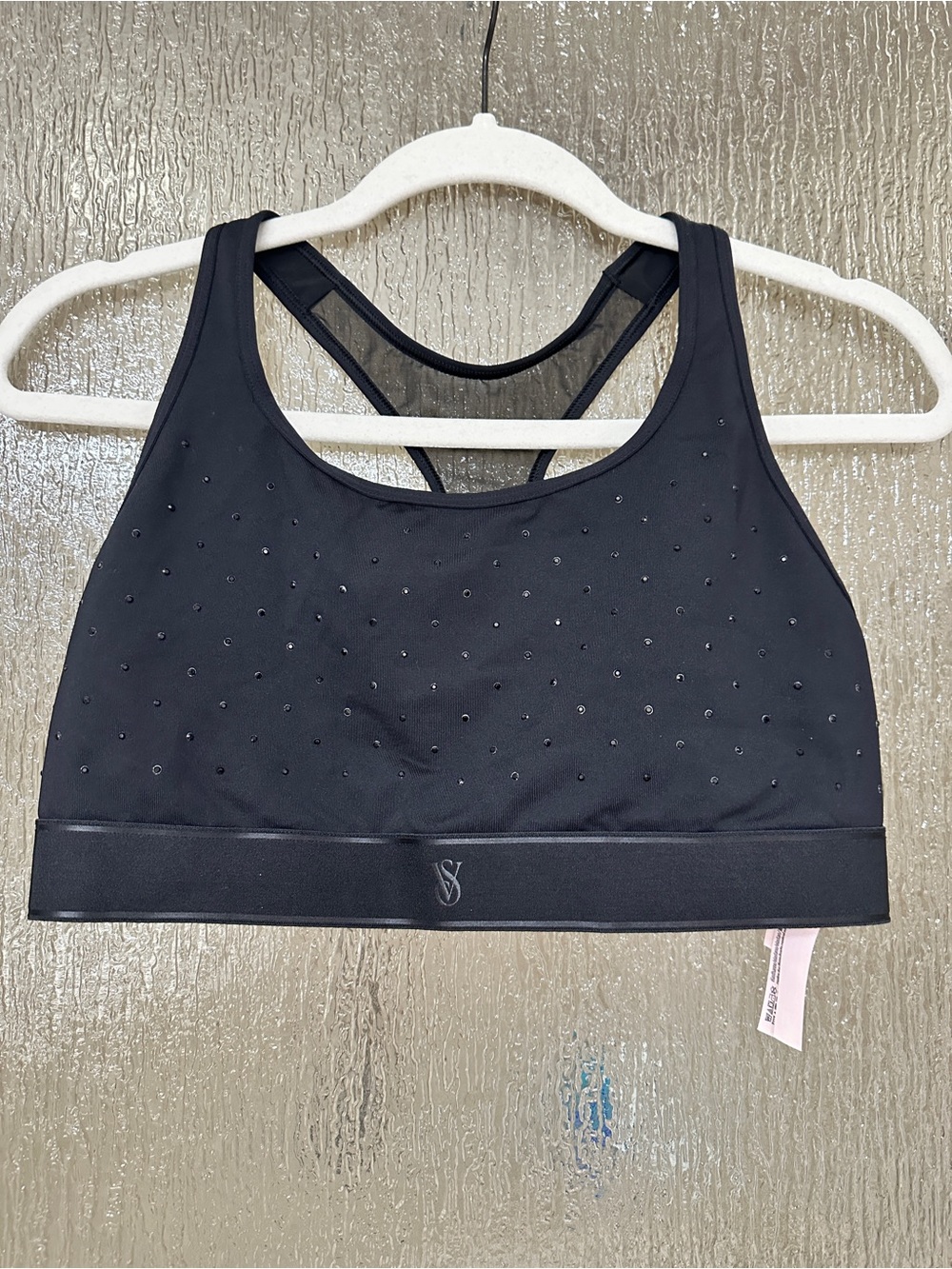 Victoria's Secret Black Rhinestone Racerback Sports Bra